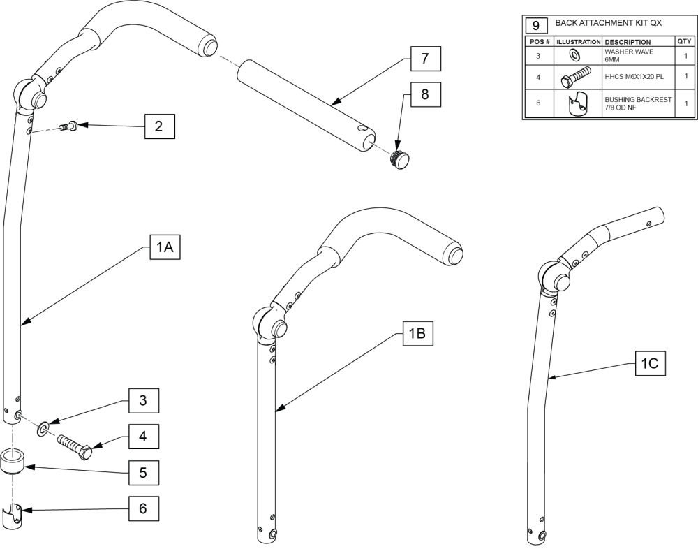 New Folding Push Handle parts diagram
