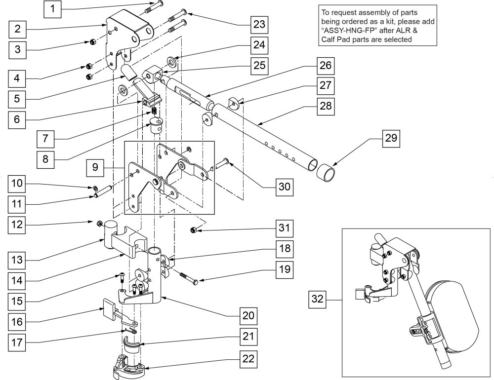 Articulating Hanger parts diagram
