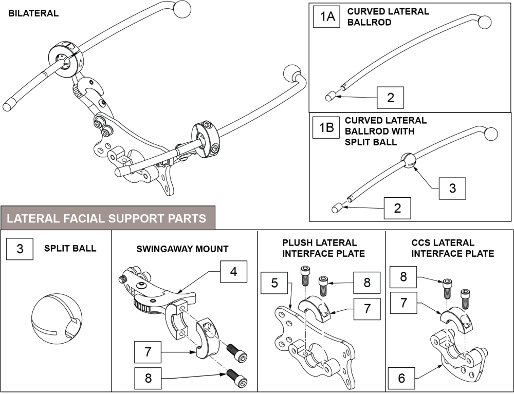 Lateral Facial Support Replacement Parts parts diagram