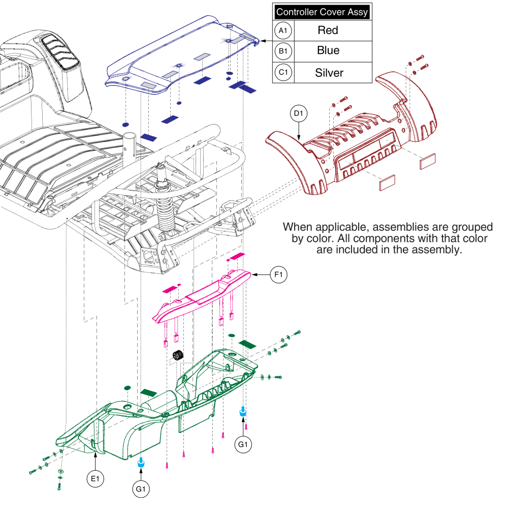 Rear Shroud Assy, Pursuit Xl - S714 parts diagram