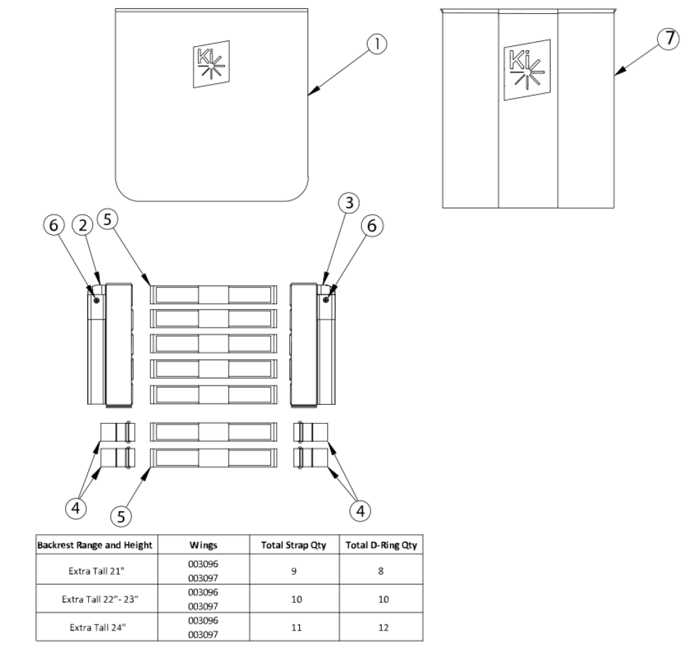 Catalyst Tension Adjustable Back Upholstery - Extra Tall Backposts parts diagram