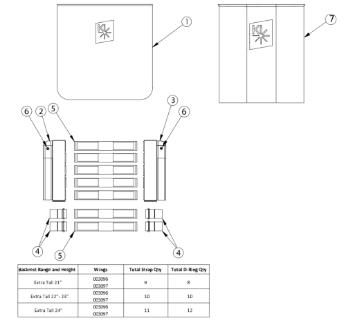 Catalyst Tension Adjustable Back Upholstery - Extra Tall Backposts parts diagram