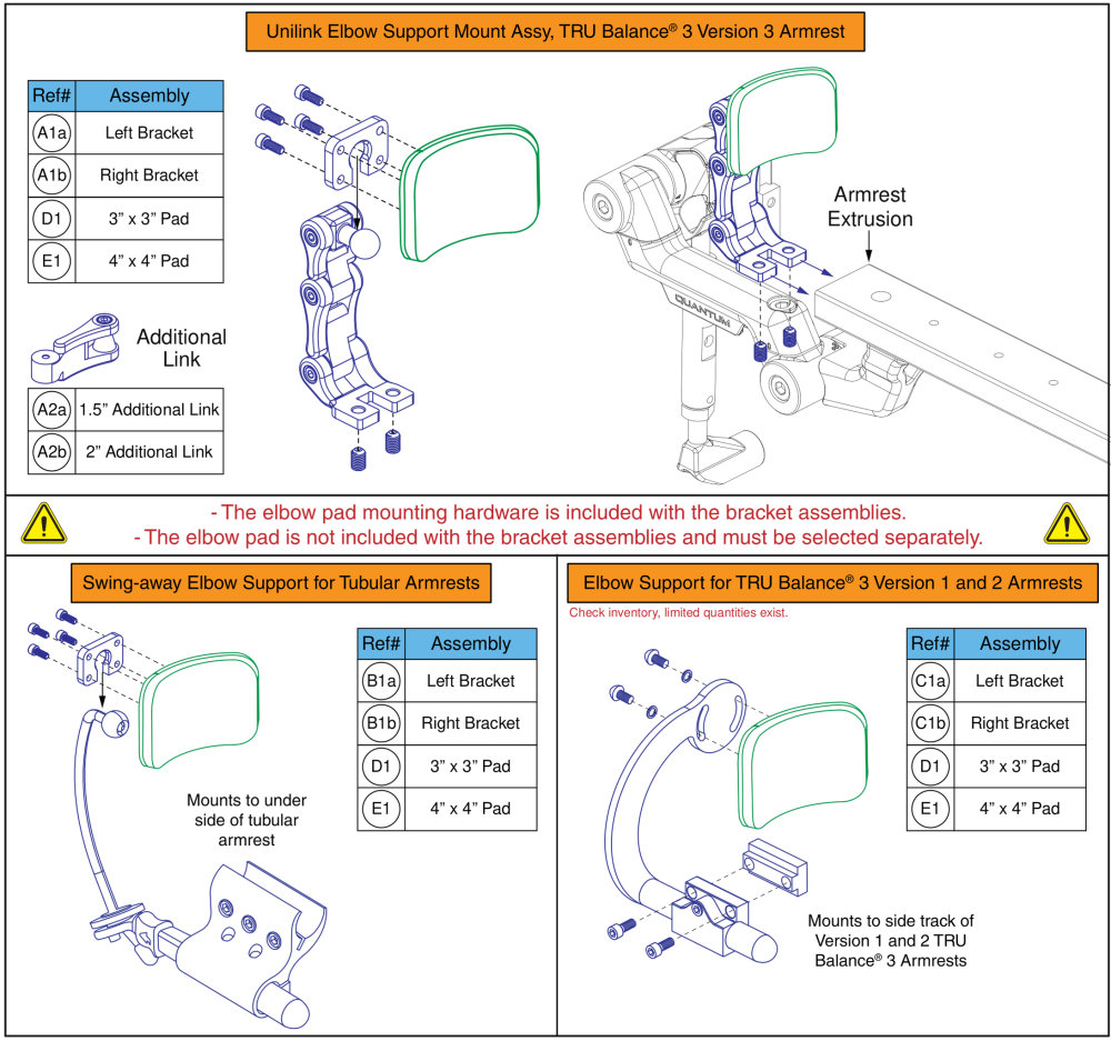 Stealth Elbow Supports parts diagram