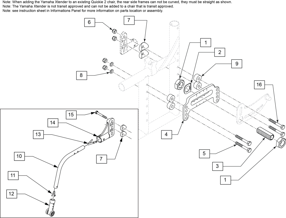 Gen 2 Xtender Universal Axle Plate Q2x parts diagram