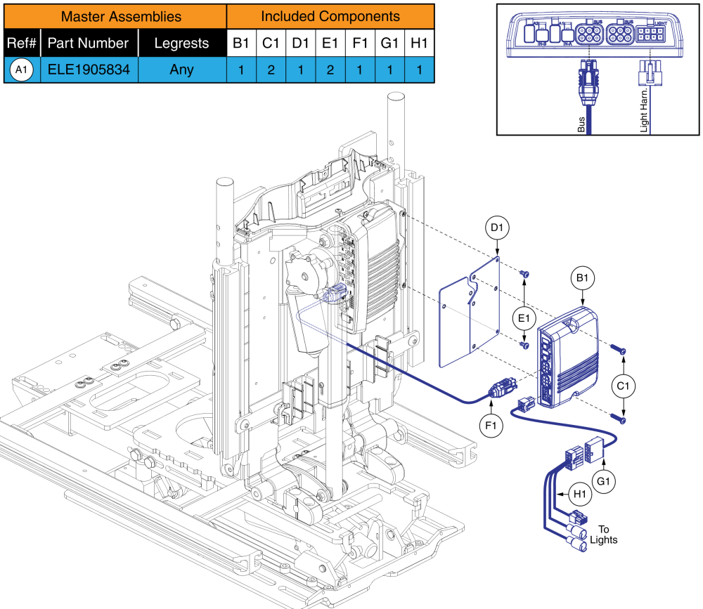 Ql3 Lm, Tb3 Non-lift Power Seating, Used W/ Aam (stretto W/ Front Seat And Rear Door Lights) parts diagram