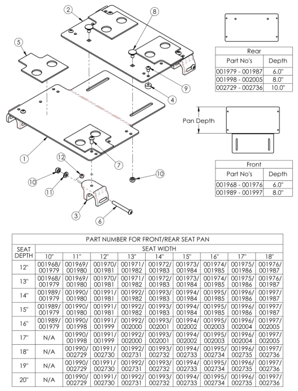 Flip Growing Solid Seat Pan parts diagram