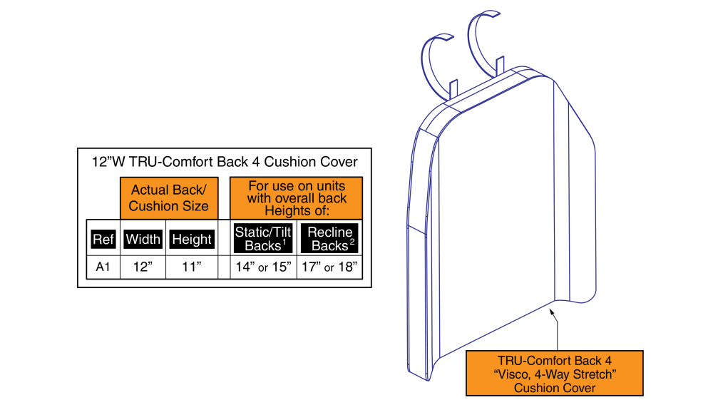 Tru-comfort 4 Back Cushion Cover, 12