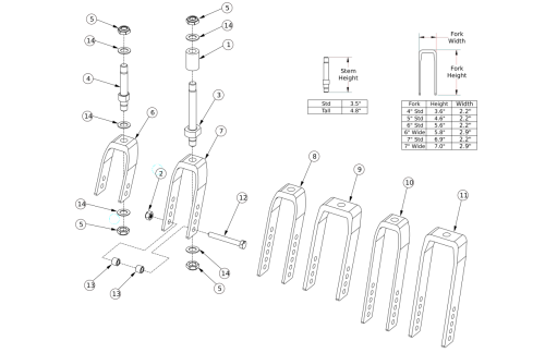 Cr45 Caster Forks And Stems parts diagram