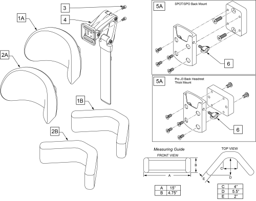 Multi Position Headrest parts diagram