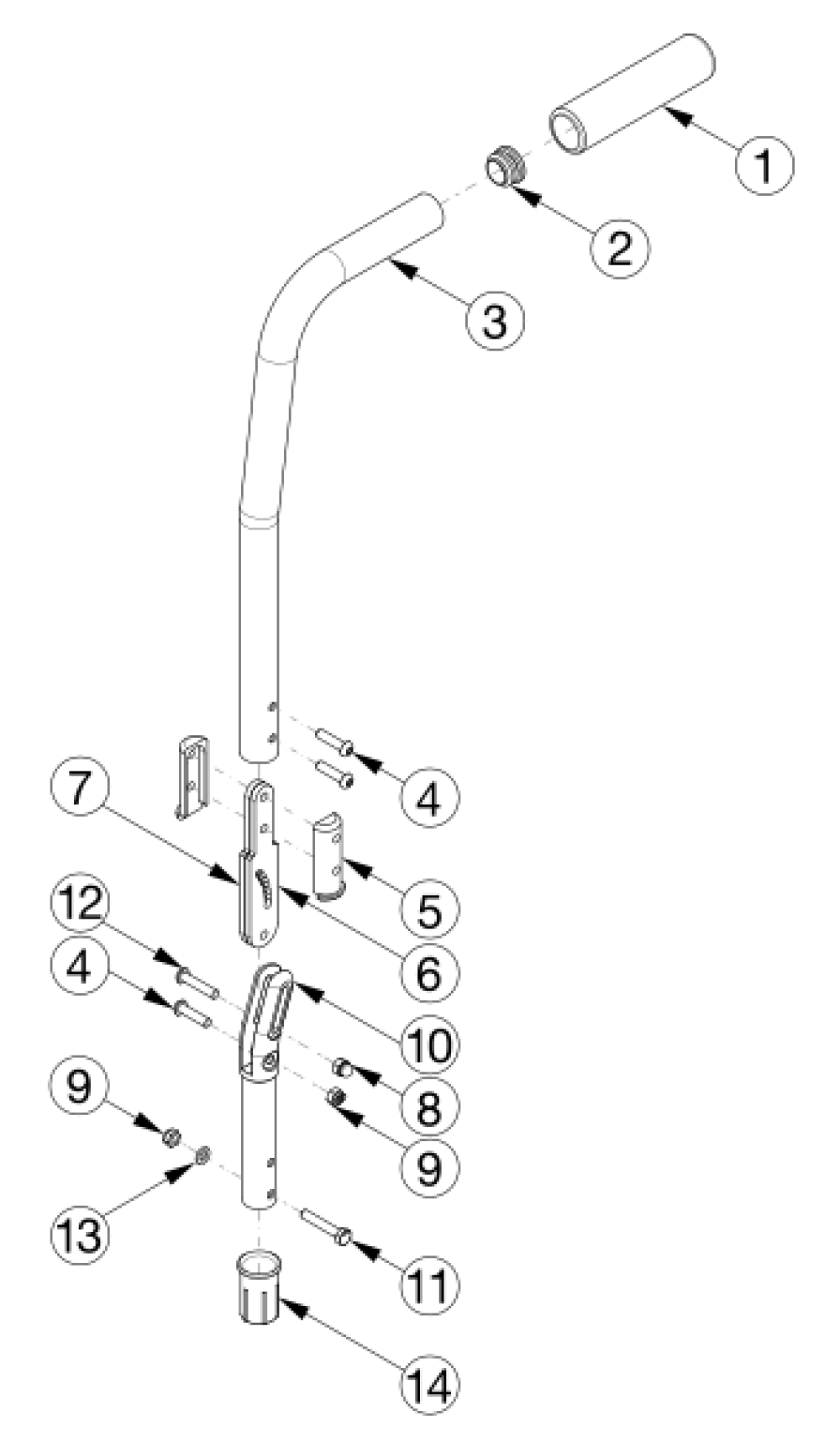 Catalyst E Backrest - Angle Adjustable parts diagram