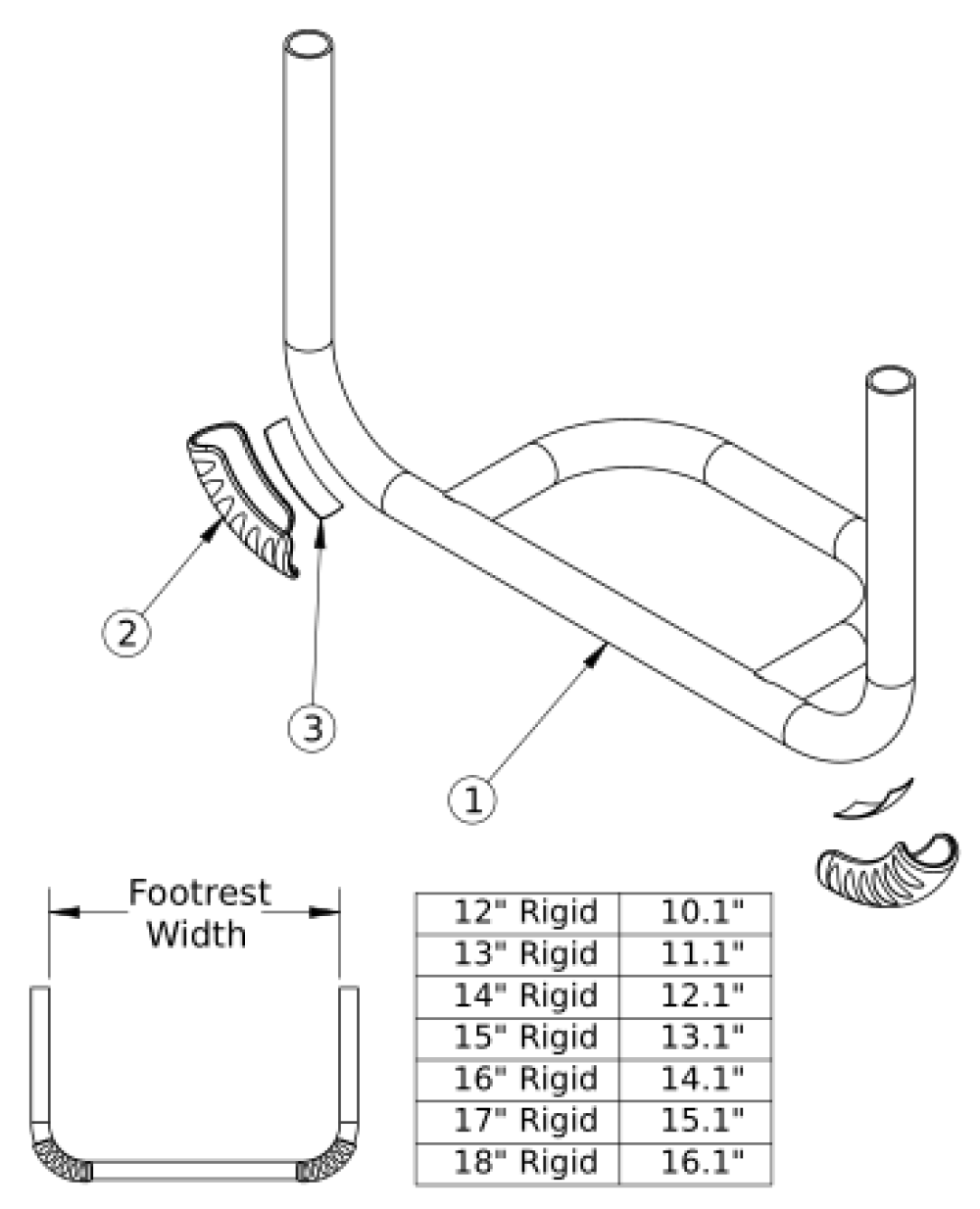 Rogue Xp Tubular Open Footrest parts diagram