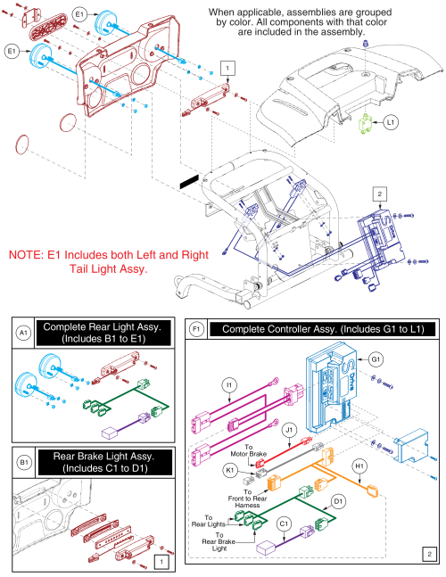 12kph, S-drive, Mkii Rear Electronics Assy. W/ Led Lighting, Pursuit, S713 parts diagram