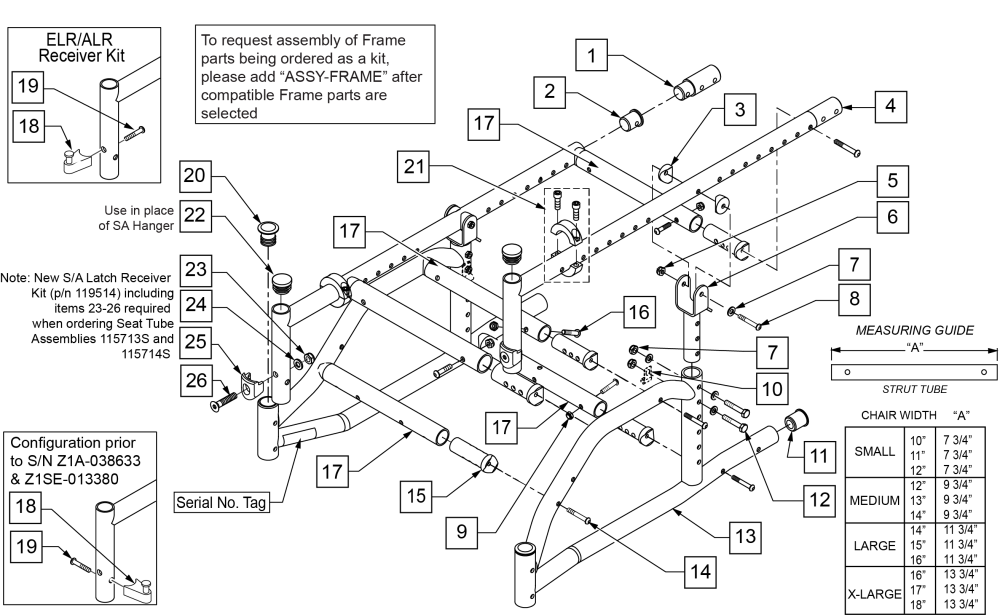 Zts Frame (rigid) After S/n Z1a-038633 & Z1se-013380 parts diagram