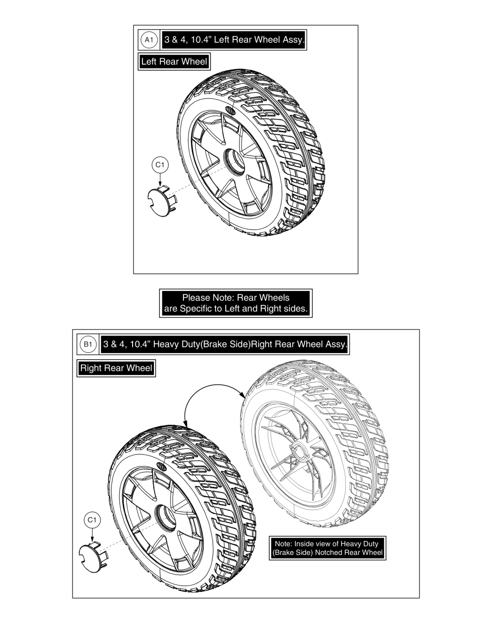 3 & 4 Rear Wheel Assembly parts diagram