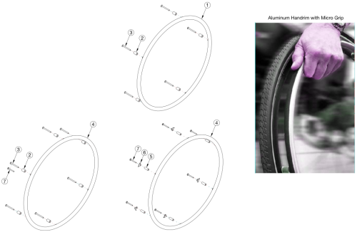 Arc Aluminum Anodized Handrim parts diagram