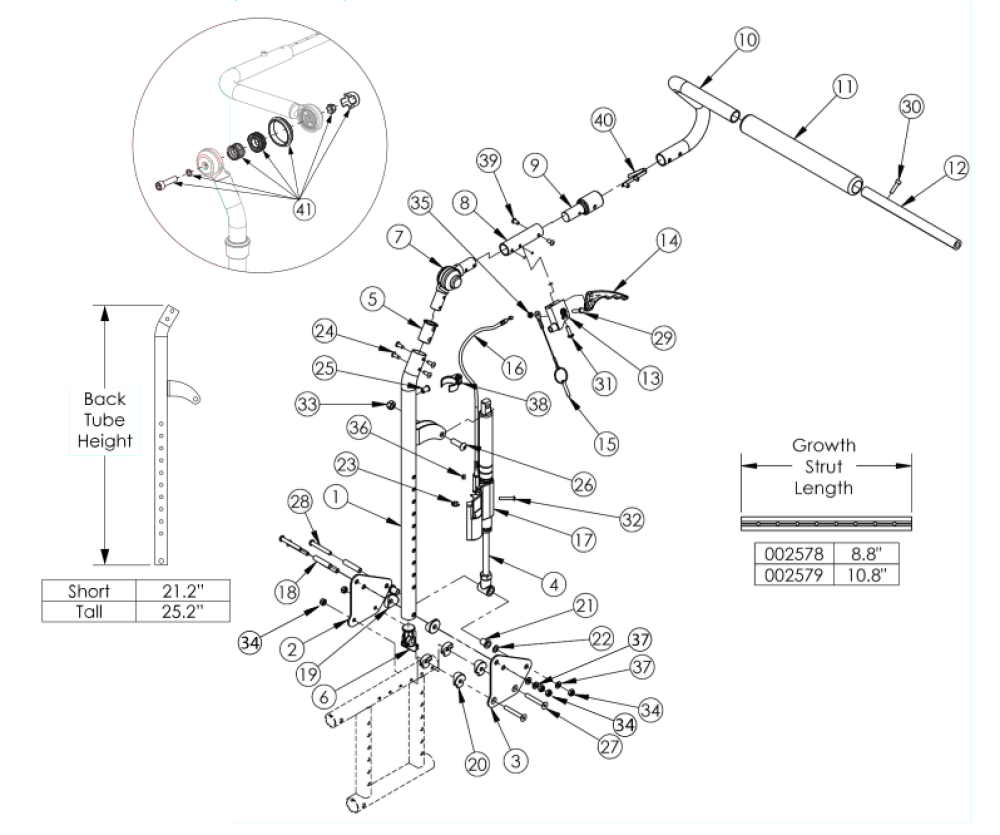 Catalyst Reclining Backrest parts diagram