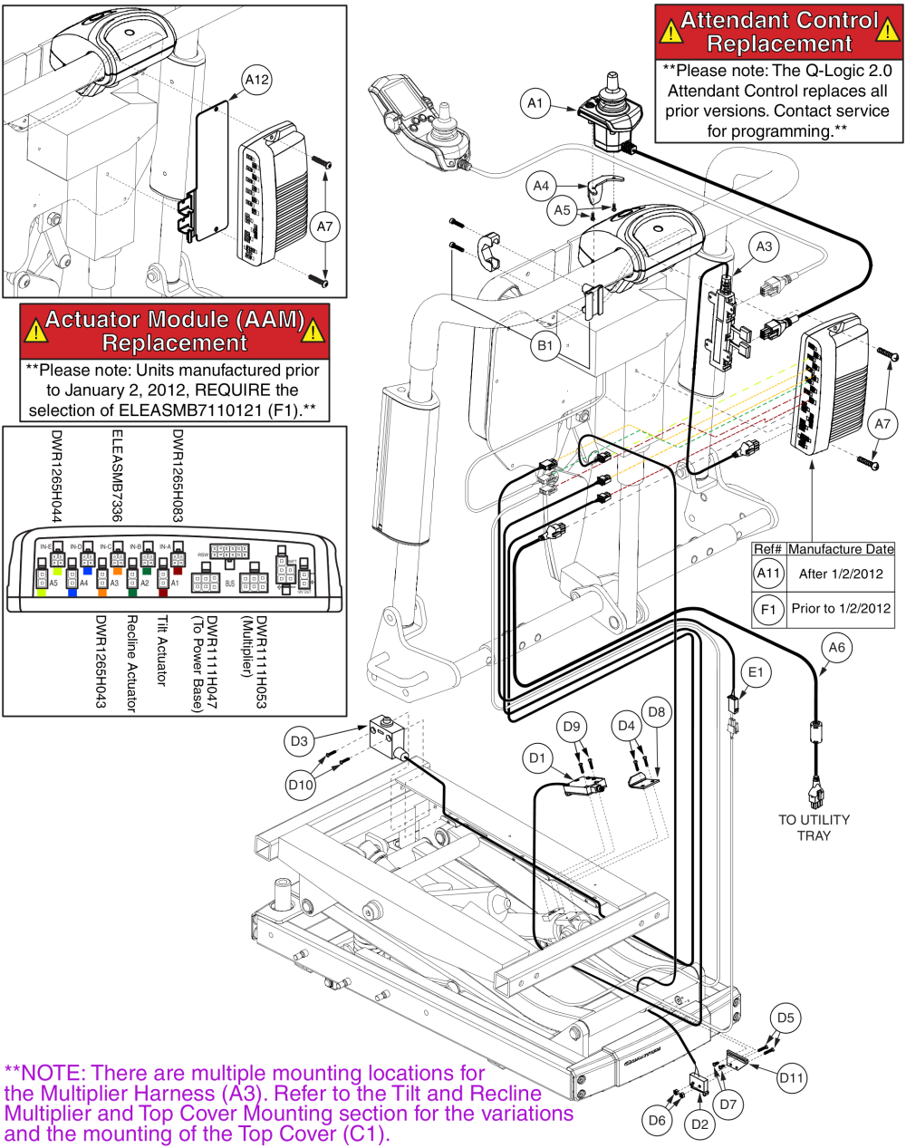 Q-logic Electronics, Tb2 Lift, Tilt And Recline (config #44) parts diagram