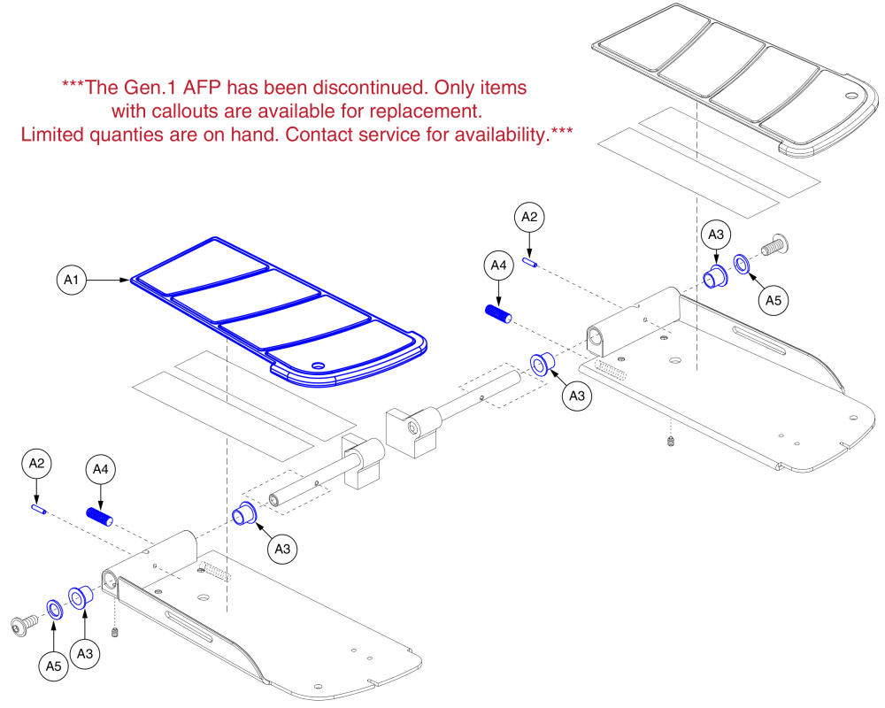 Gen. 1 Power Afp Adult Non-depth Adjustable Foot Plates parts diagram