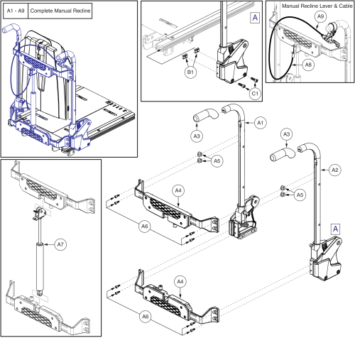 Manual Recline Back Adj. Assy, Tb Flex parts diagram