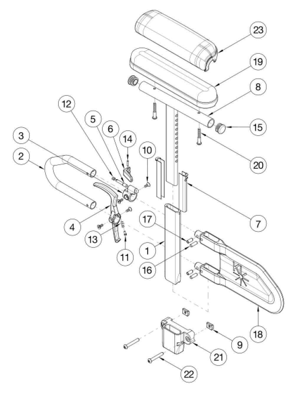 Catalyst E Armrests - Height Adjustable T-arm parts diagram