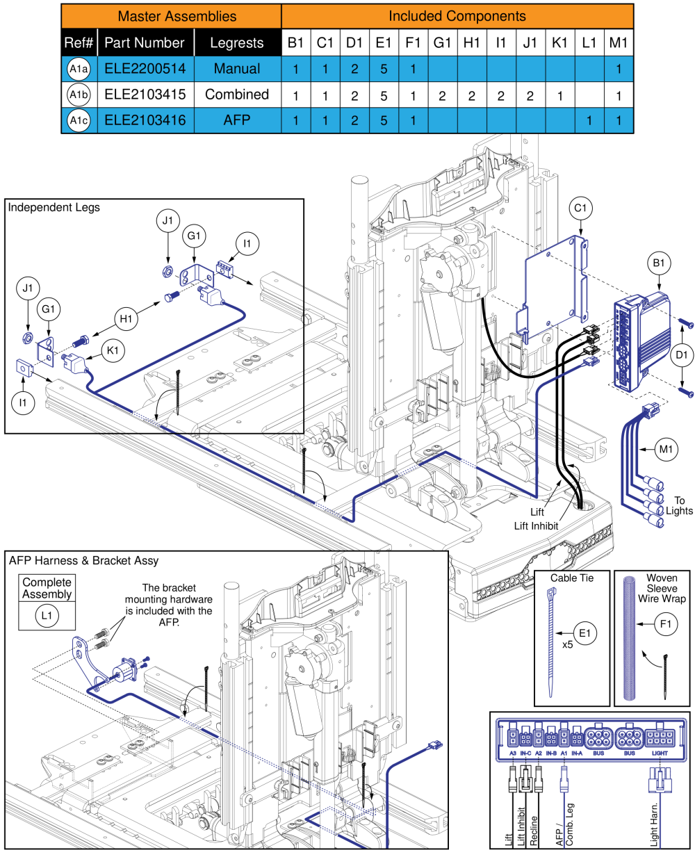 Ql3 Am3l, Tb3 Lift & Recline (4front Series) parts diagram