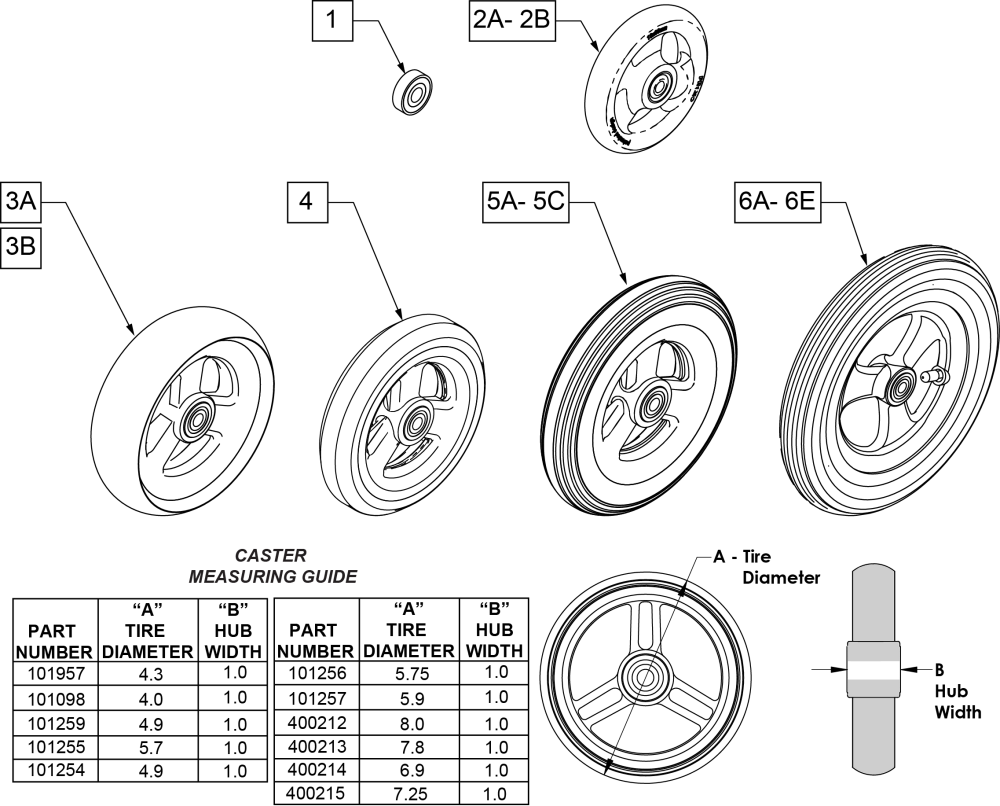 3 Spoke Casters parts diagram