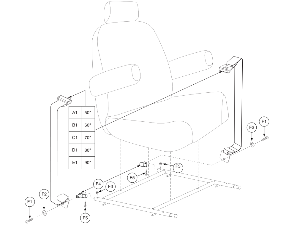 Lap Belt Assembly - Recline Seat parts diagram