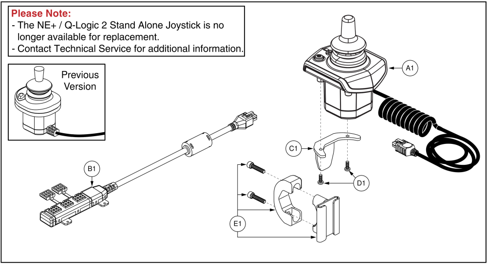 Q-logic 2 Attendant Joystick & Mount, Tru-balance 2 parts diagram