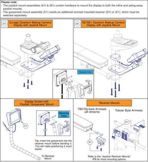 Quantum Backup Camera Display Mounts parts diagram
