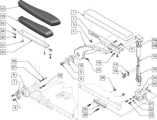 Z-q300m Cantilever Armrest - Standard parts diagram