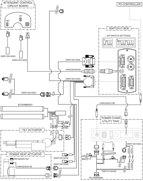 Electrical Diagram - Tilt W/ Elevate, Comb Legs Thru Attn Control, Switch-it parts diagram