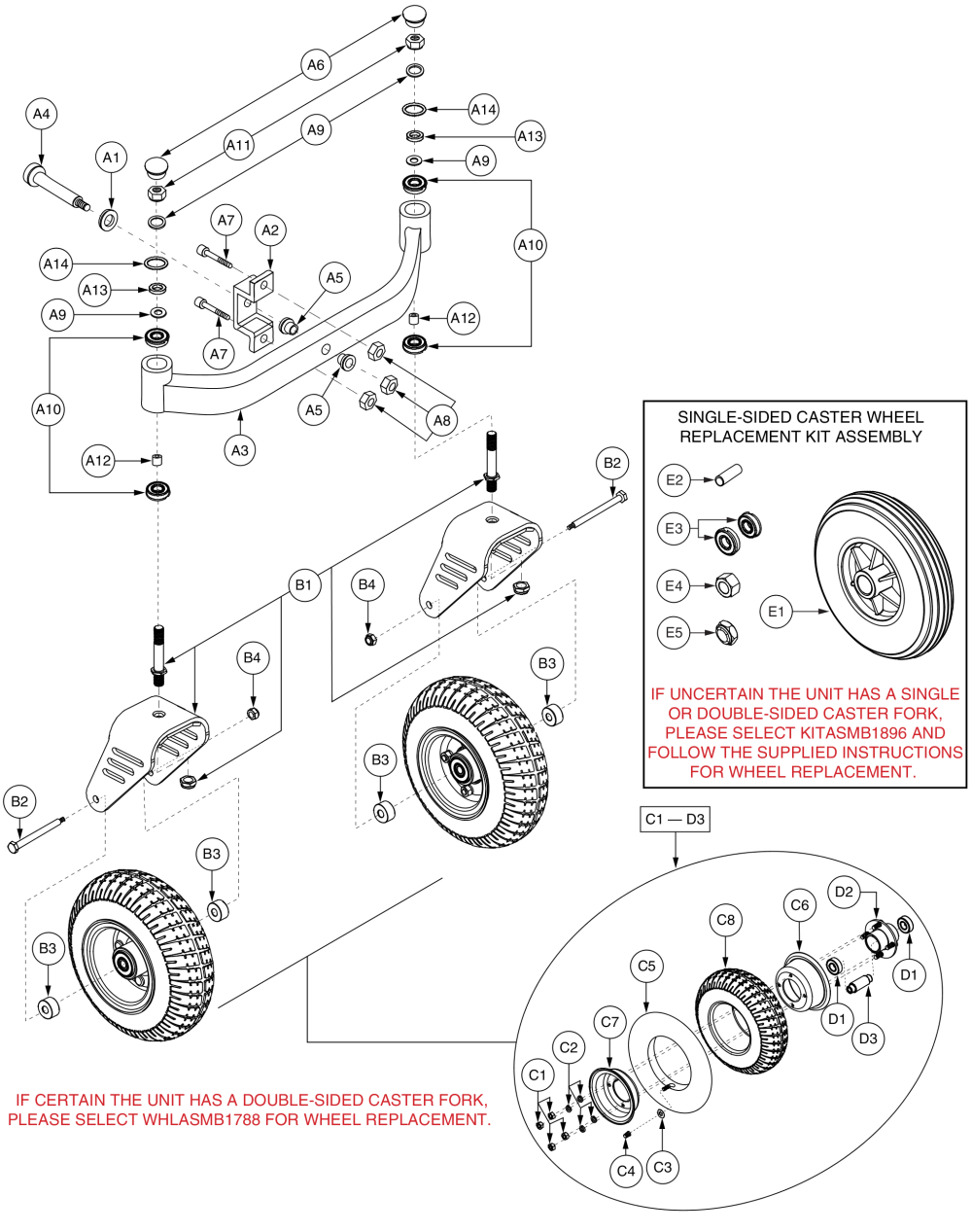 Pneumatic, Articulating Beam Assembly, Jazzy 1170 Series parts diagram