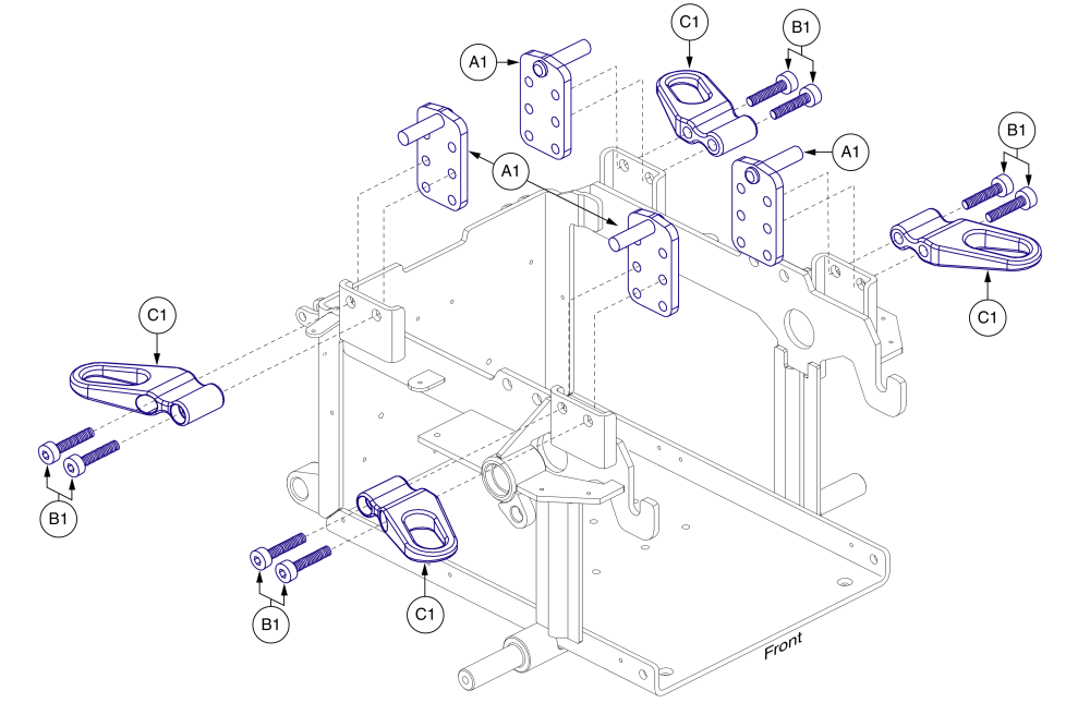 Tb3 Tilt Seat Mounts W/transit Loops, Metric, Edge Z / Q6 Ultra parts diagram