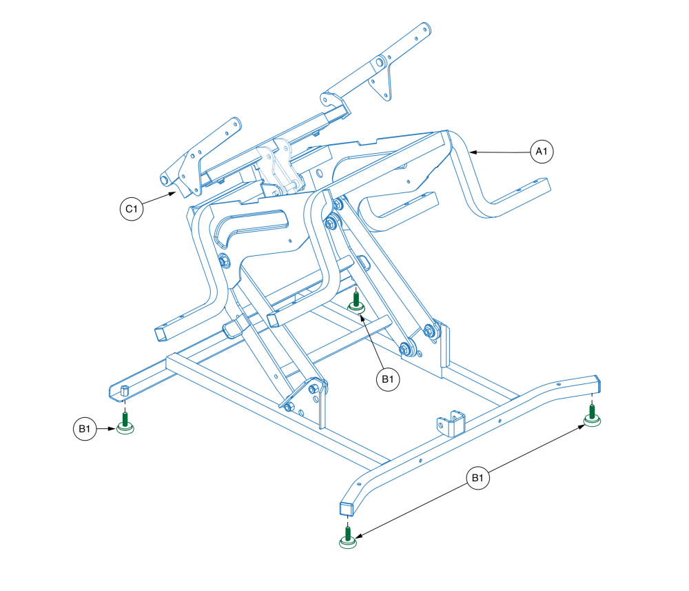 Frame Assembly, Lift Chair, Single Motor parts diagram