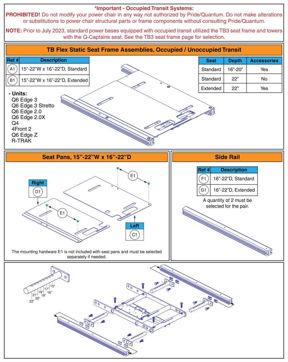 Tb Flex Seat Frame, Q-captain's Seat, Standard Bases, Current Occupied / Unoccupied Transit parts diagram