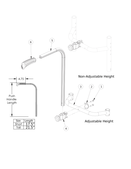 Rogue Alx Single Rigid Stroller Handle parts diagram