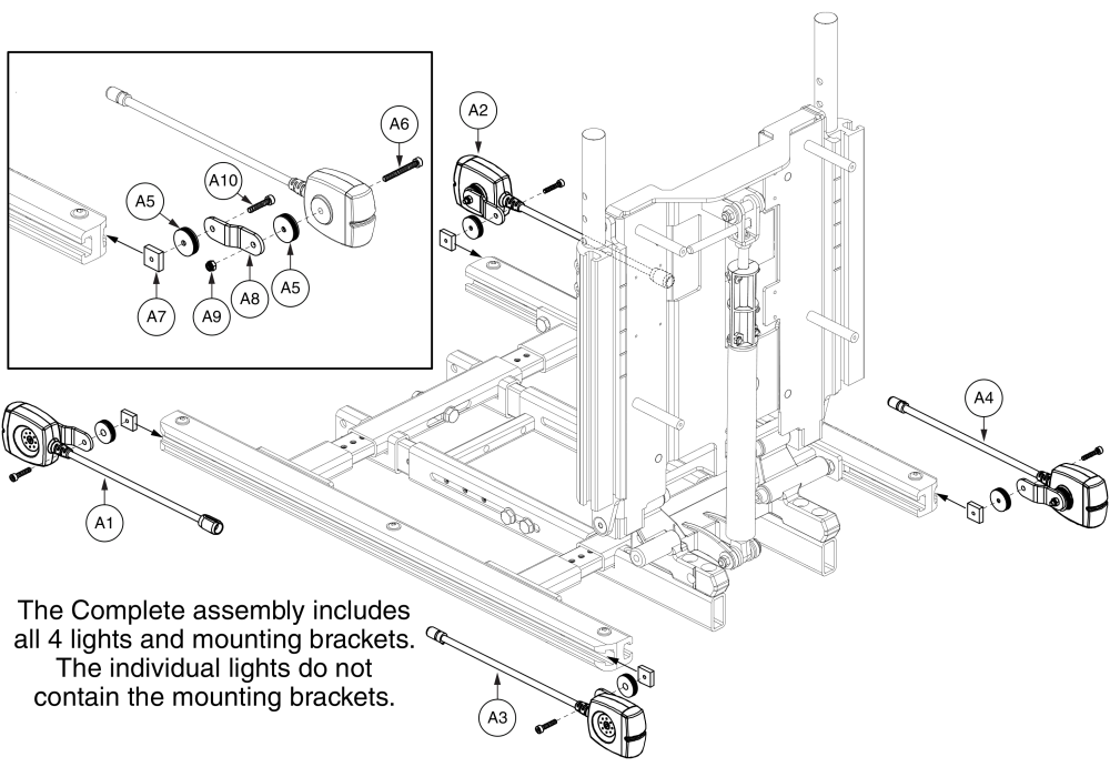 Standard Config. Light Assembly, Tb3 parts diagram