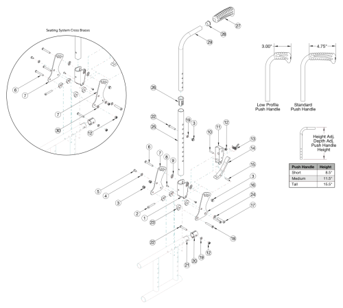 Catalyst Height Adjustable Straight With Push Handle (depth Adjustable) parts diagram