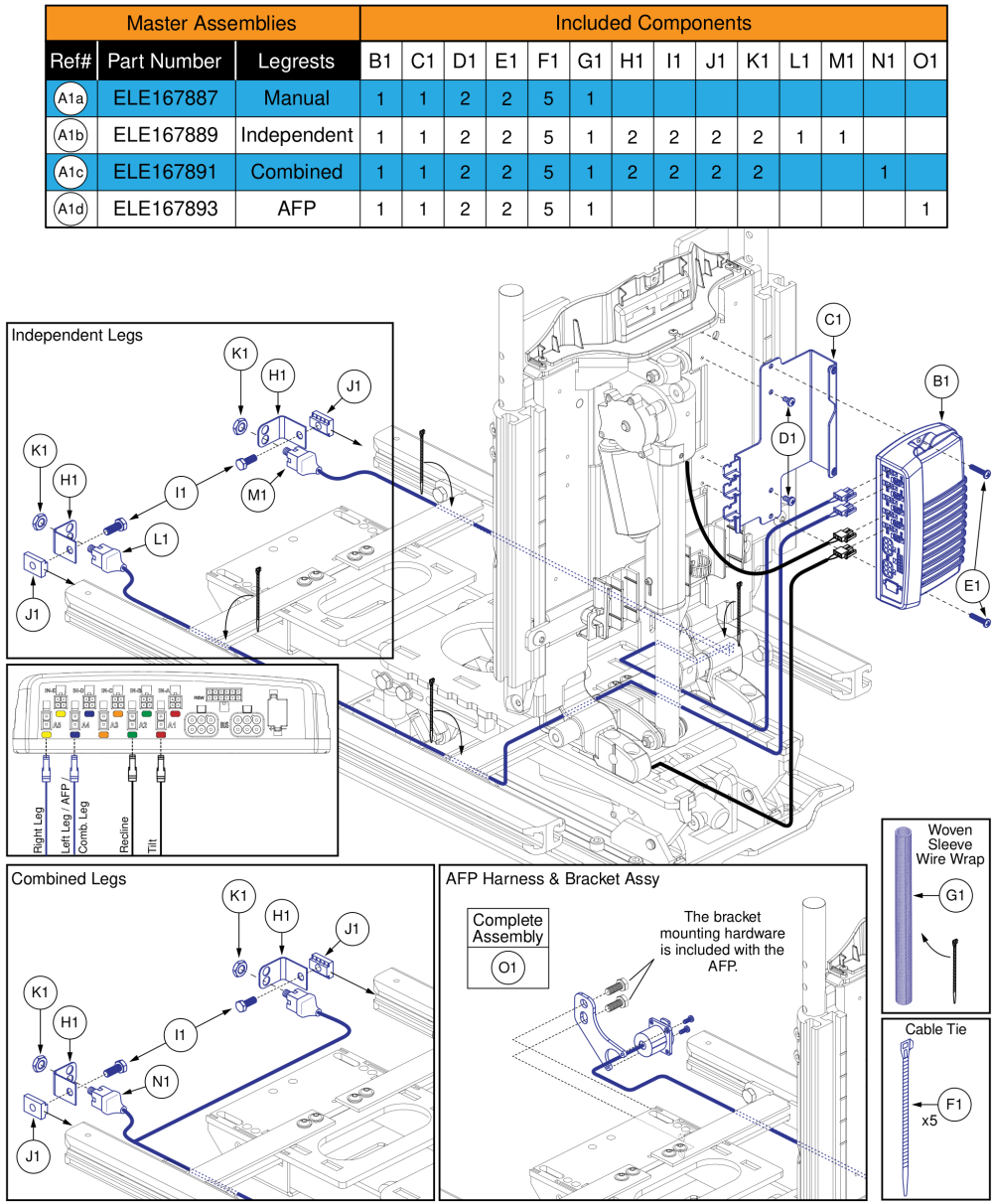 Ql3 Aam, Tb3 Tilt & Recline (edge Series, Stretto, 4front Series, R44 Rival, R-trak, Q4) parts diagram