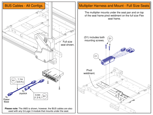 Ql3 Multiplier Harnesses, Mounts, & Bus Cables - Tb Flex Under Seat Mount parts diagram