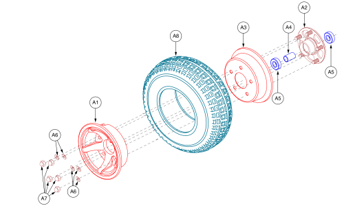 Celebrity Xl Wheel Assembly  - Front, Solid parts diagram