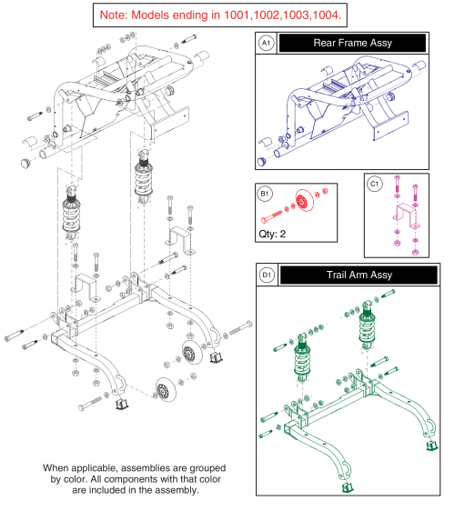 Model Numbers Ending In 1005 & Prior ( Rear Frame  Assy.) parts diagram