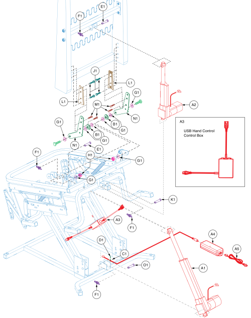 Standard W/usb Hand Control - 2015 And Subsequent parts diagram