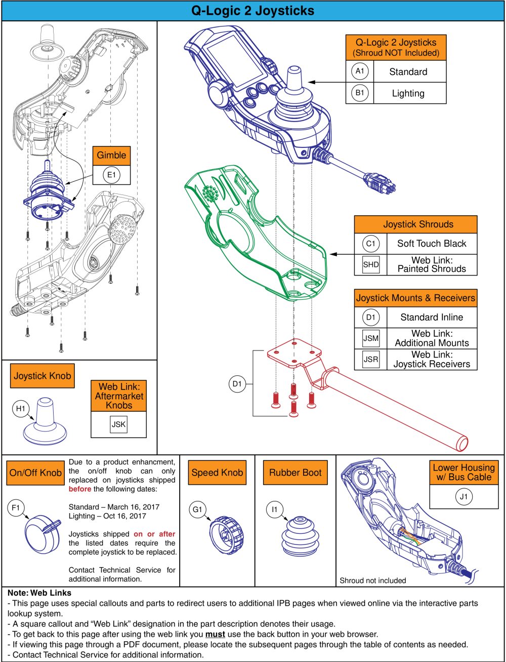 Q-logic 2 Joystick Assemblies parts diagram