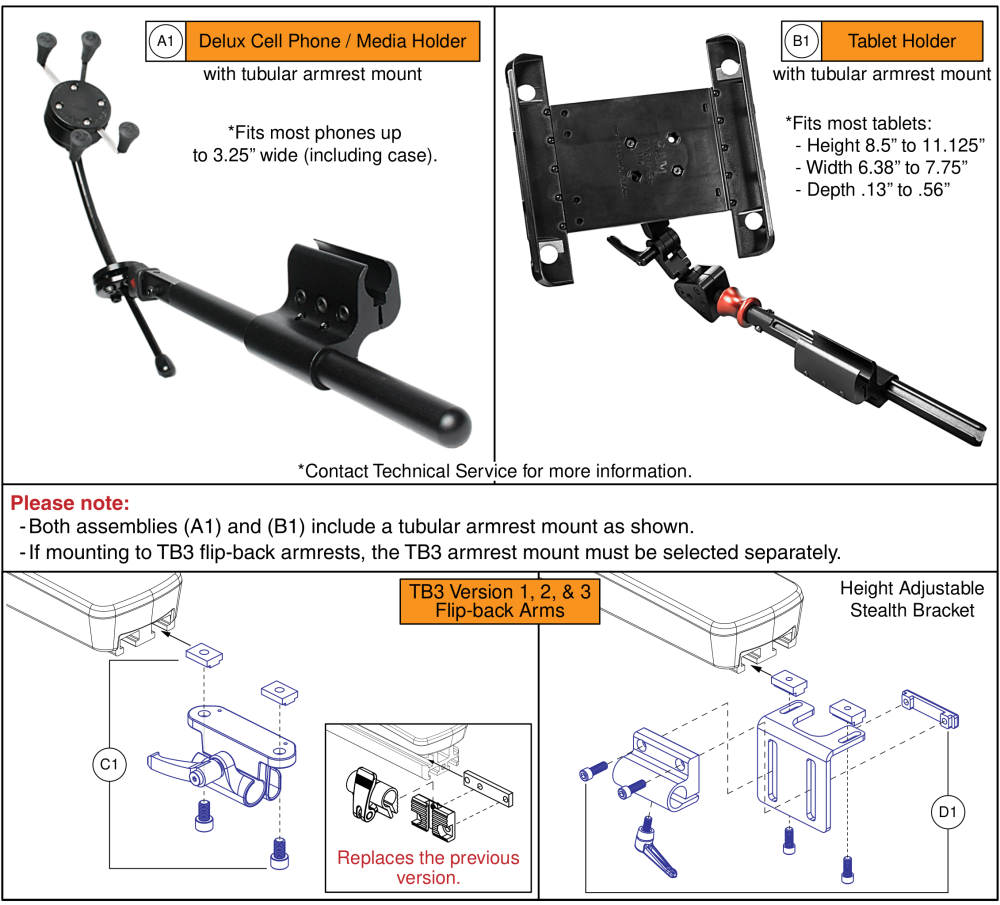 Cell Phone And Tablet Holder parts diagram