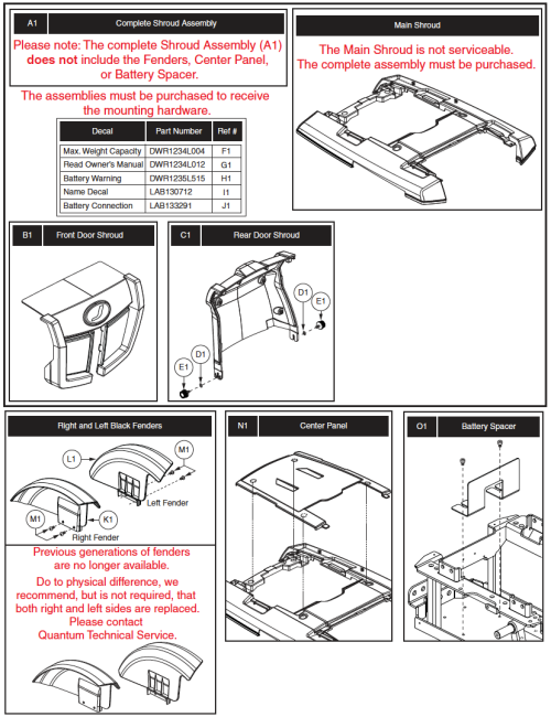 Shroud Assy, Jazzy 600 Es parts diagram