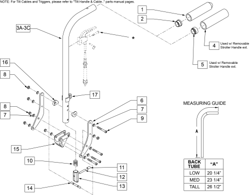 Folding Stroller Handle Backposts parts diagram