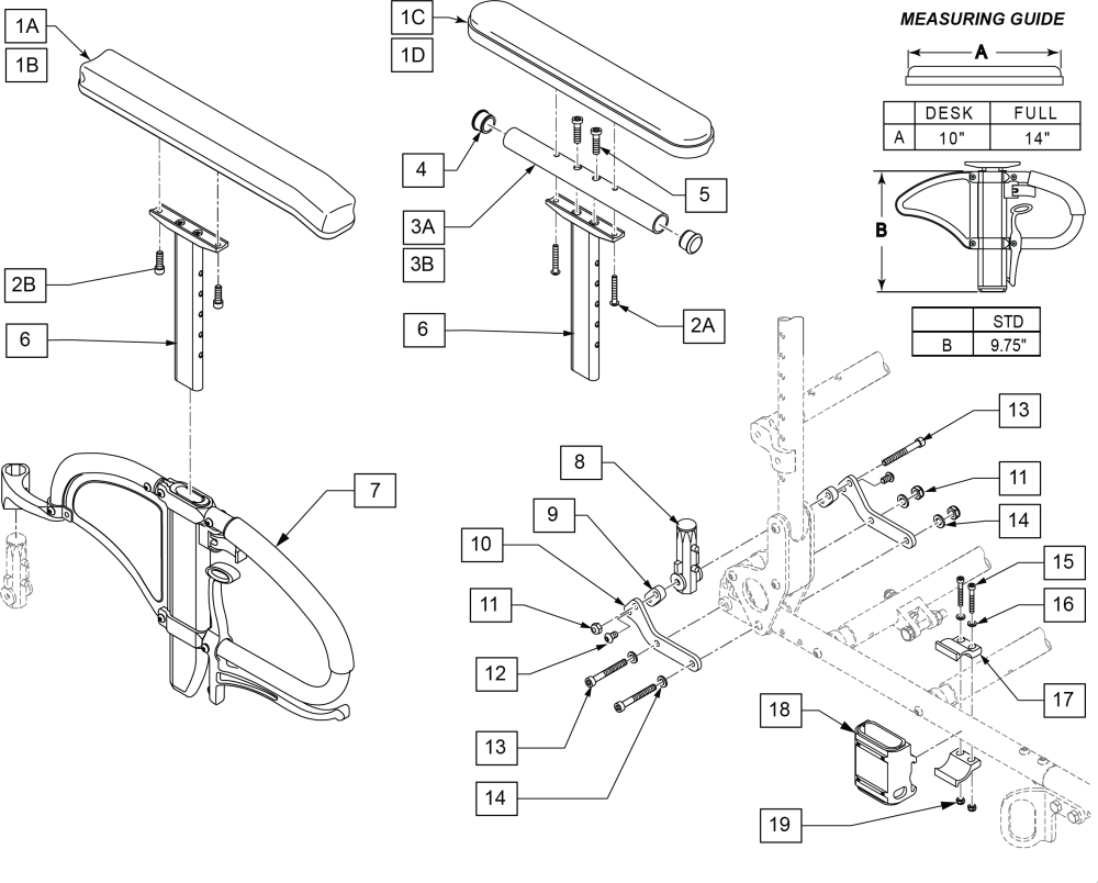 Quickie Access Flip Back Ht Adj (lite) Armrest parts diagram