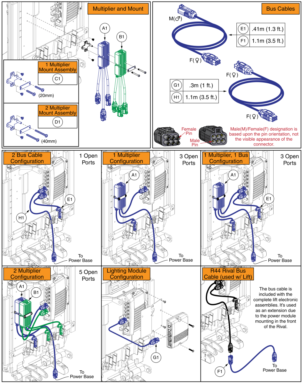Q-logic 3 Multiplier Harnesses, Mounts, & Bus Cables - Tb3 parts diagram