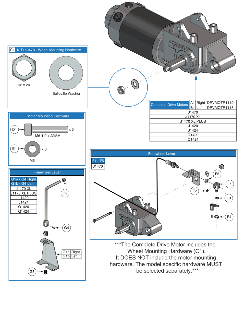 E675 High Torque, Motor Assembly, Jazzy 1170 Series parts diagram